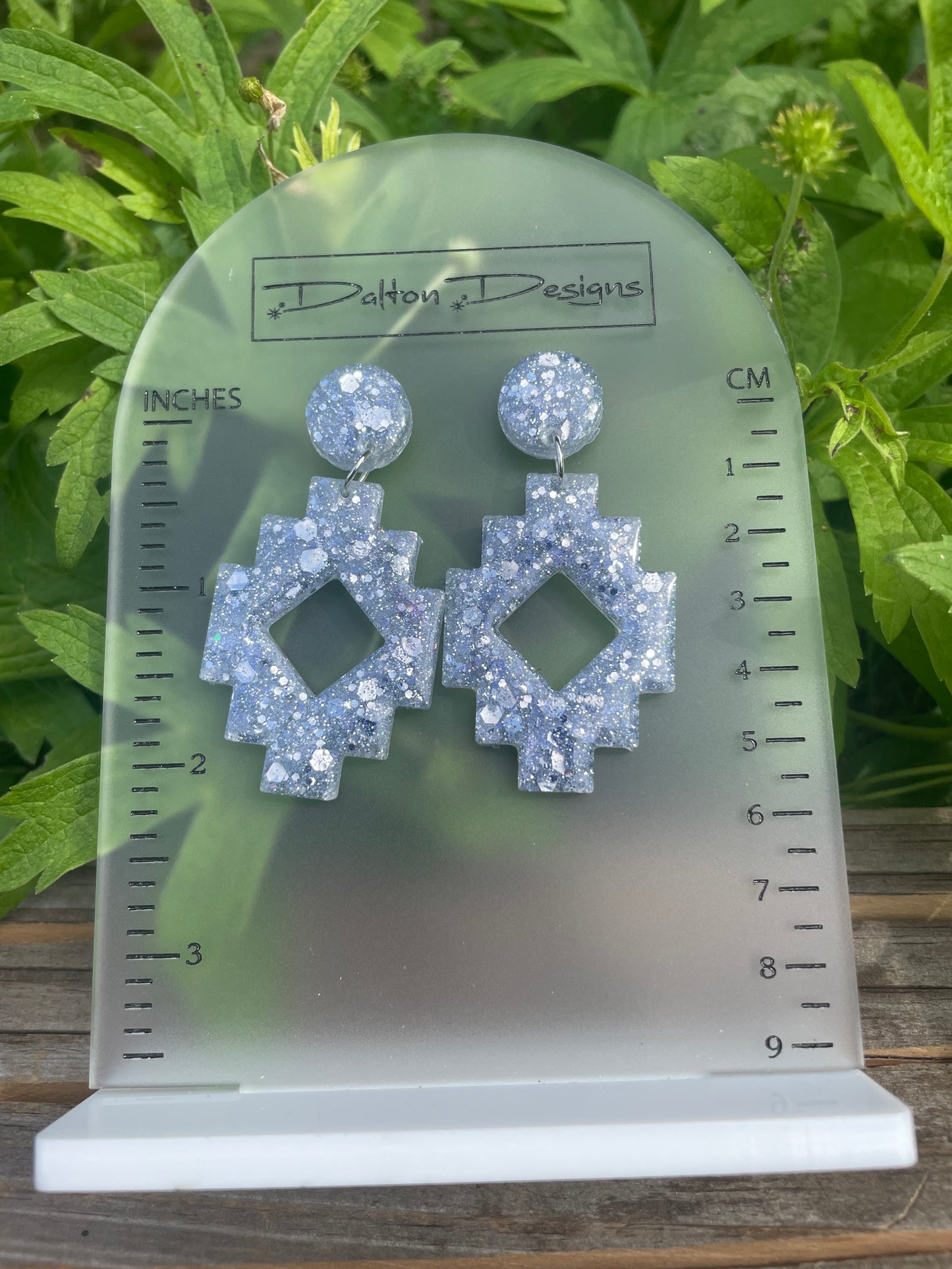 Silver Chunk Aztec Style Earrings