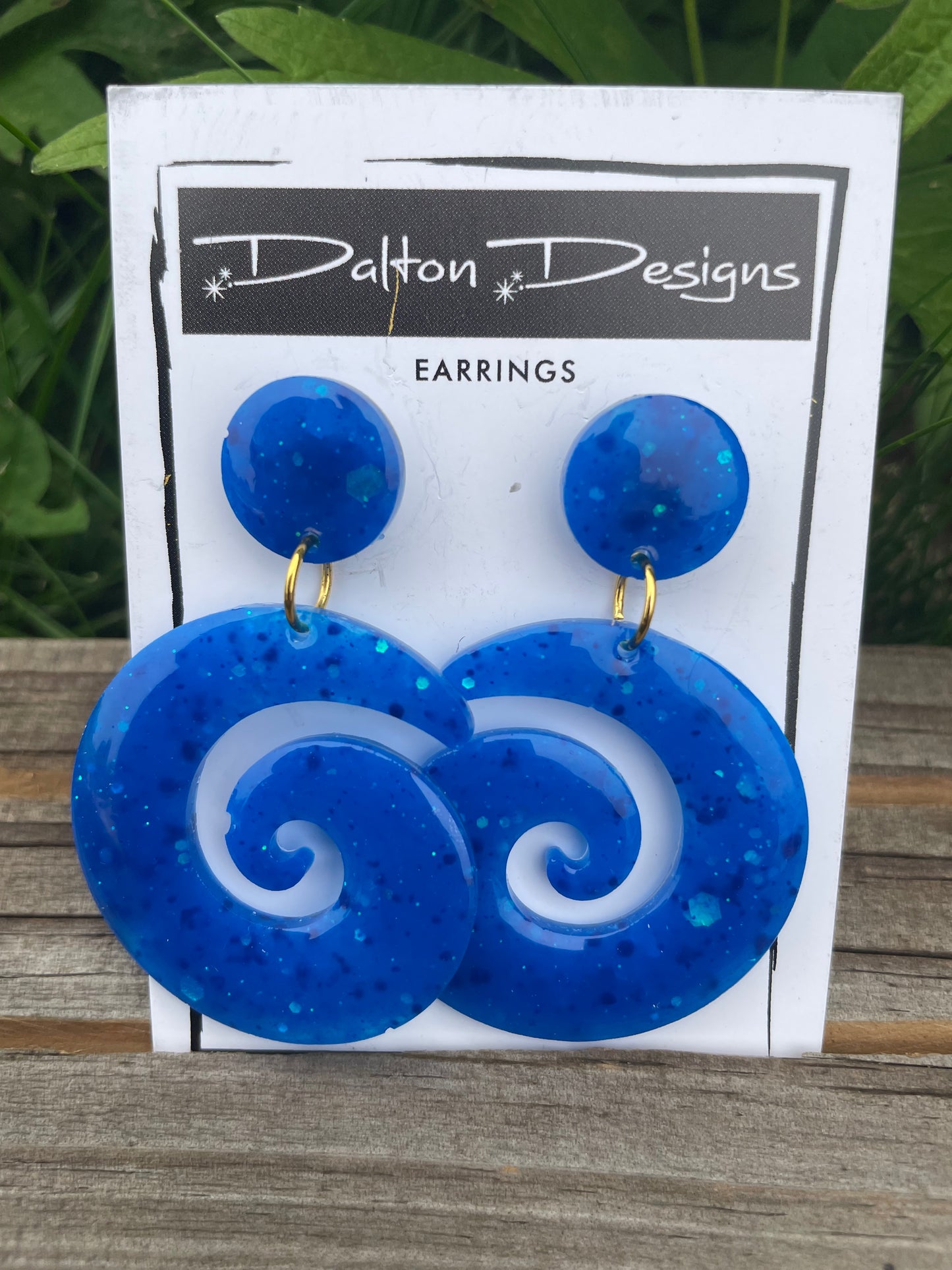 Berry Blue Glitter Spiral Earrings