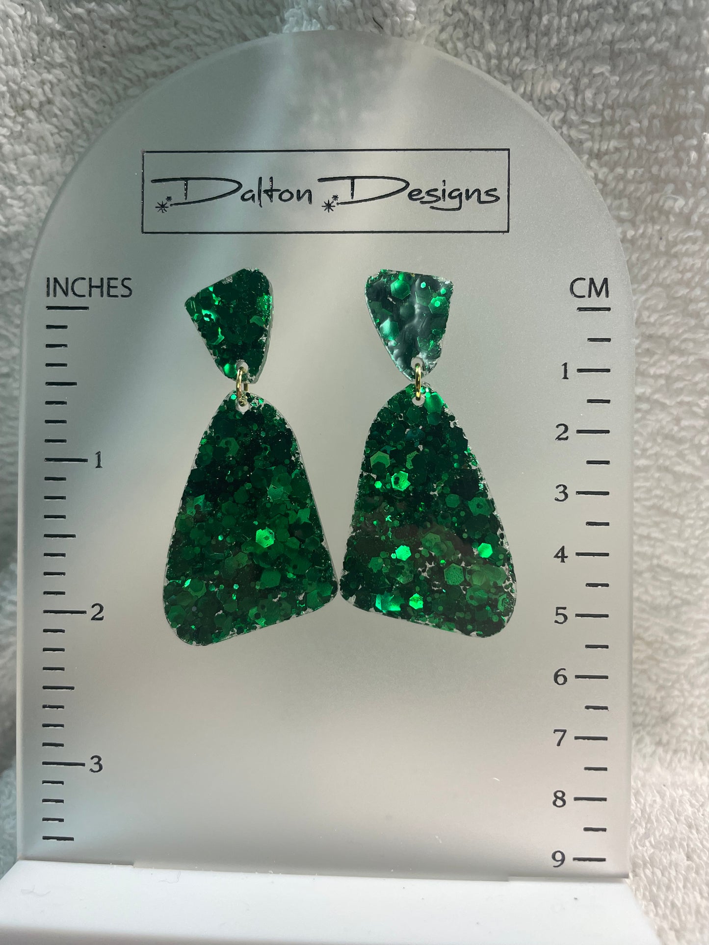 Green Chunk Glitter Earrings