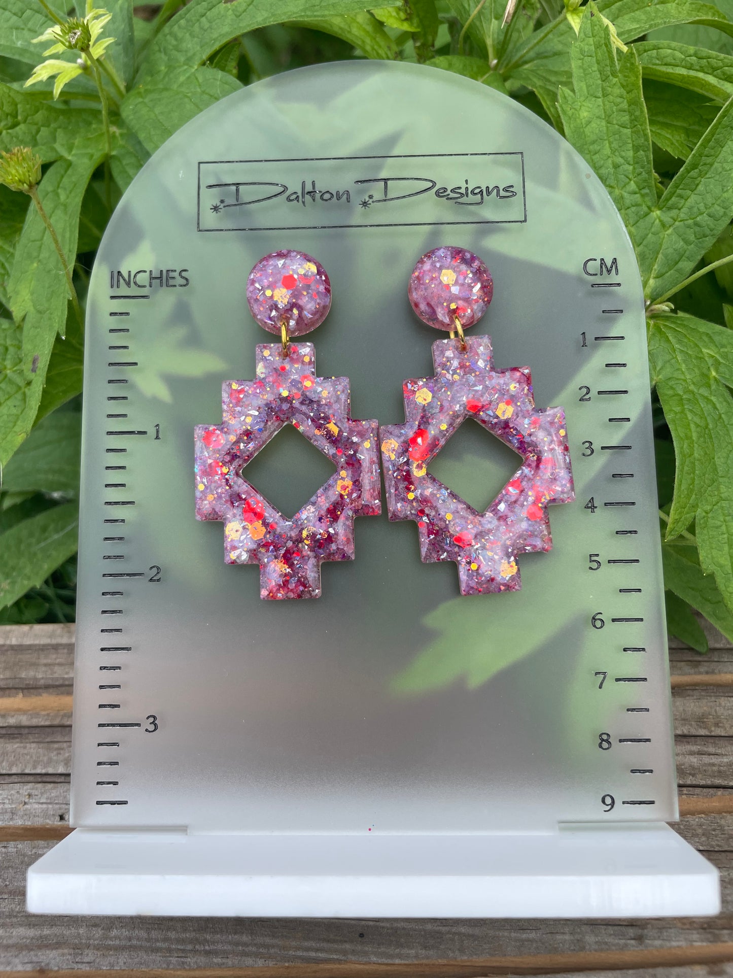 Chunky Red Aztec Earrings