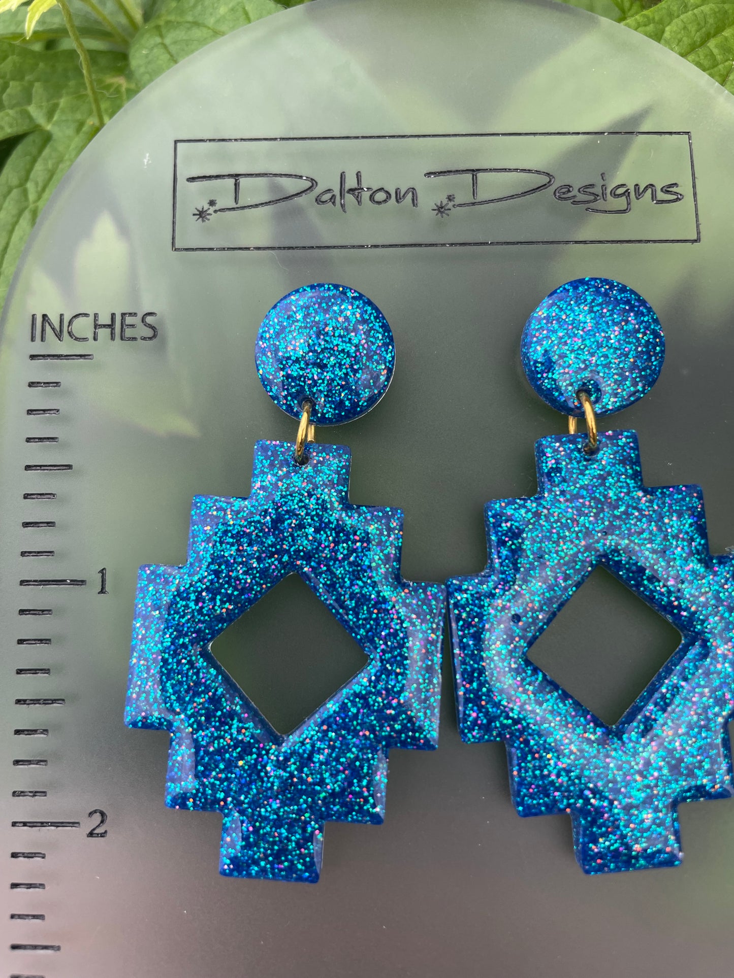 Aztec Style Teal Earring