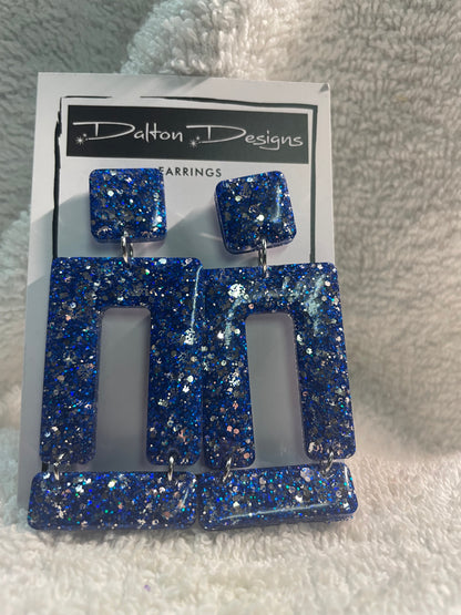 Blue and Silver Mod Earrings