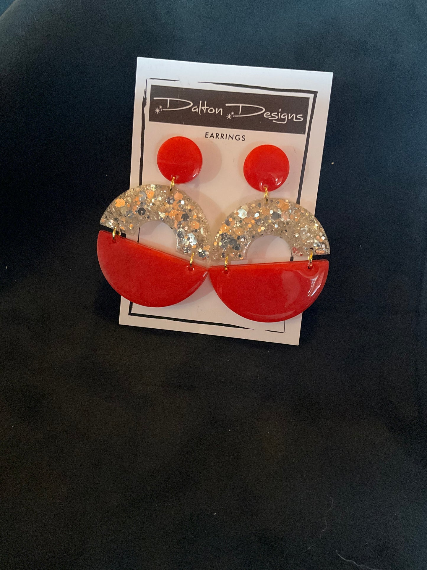 Poppy and Champagne Modern Arch Earrings