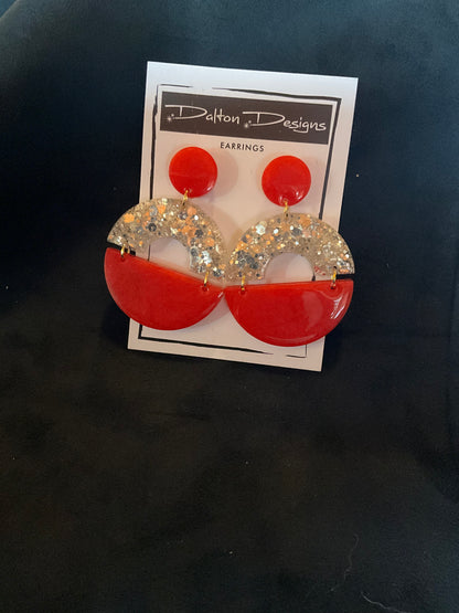 Poppy and Champagne Modern Arch Earrings