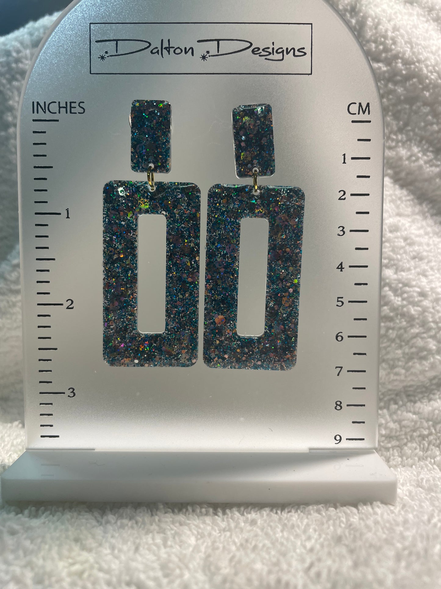 Blueish Teal Glitter Earrings