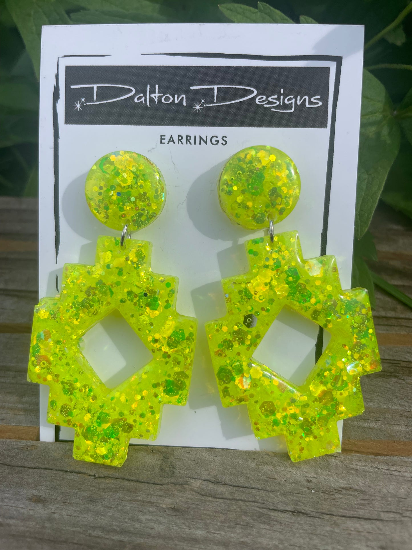 Neon Yellow Aztec Earrings