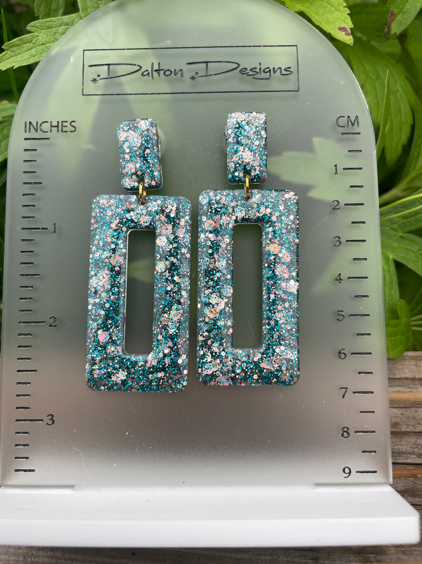 Blueish Teal Glitter Earrings