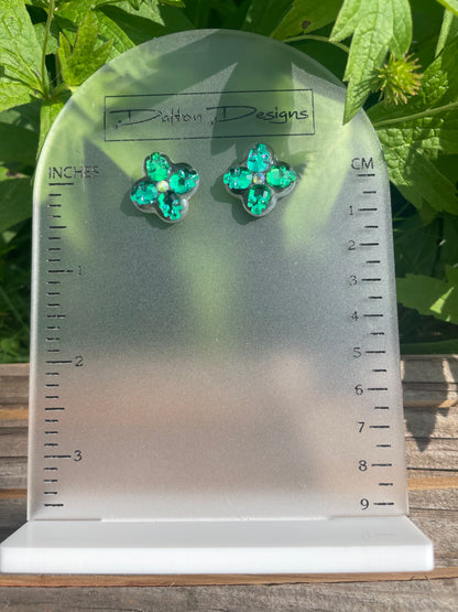 Green AB Tiny Skull Studs