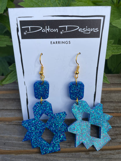 Brilliant Blue Aztec Mini Earrings
