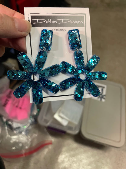 Dark Teal Spur Earrings