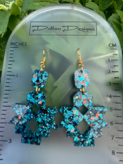Turquoise Mix Aztec Mini Earrings