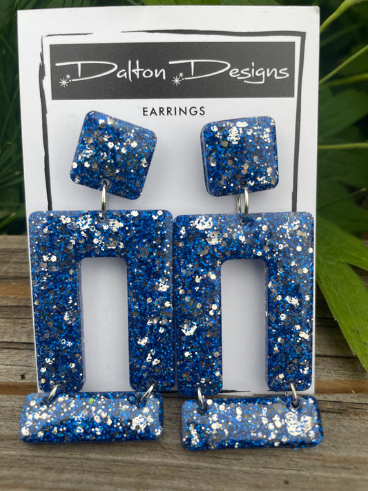 Blue and Silver Mod Earrings