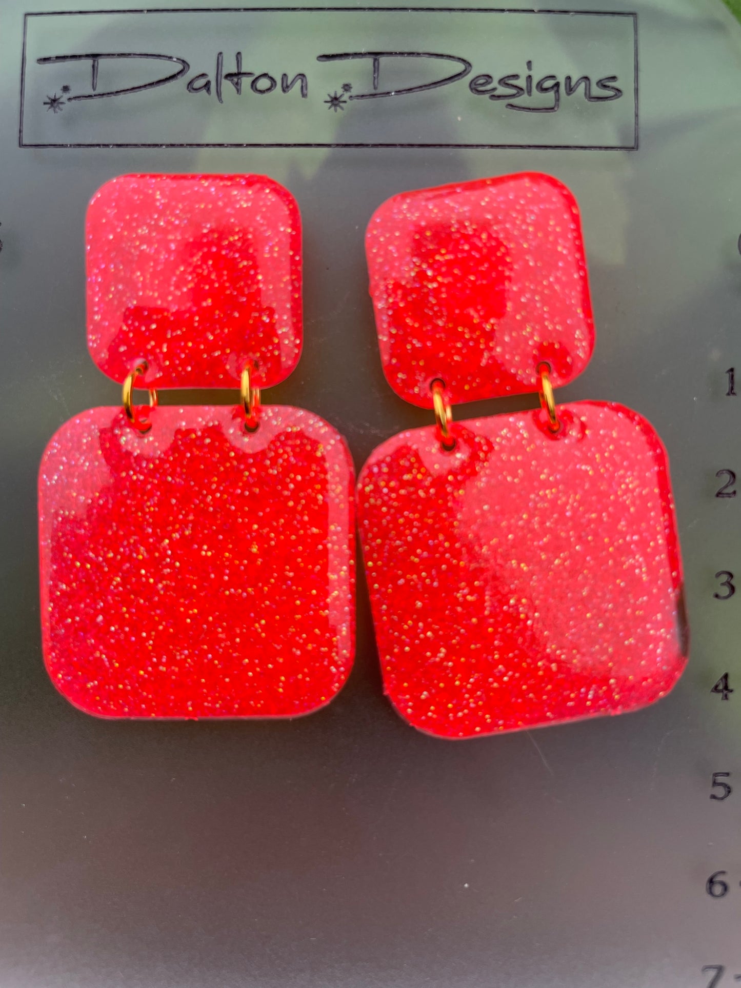 Bright Coral Glitter Earrings