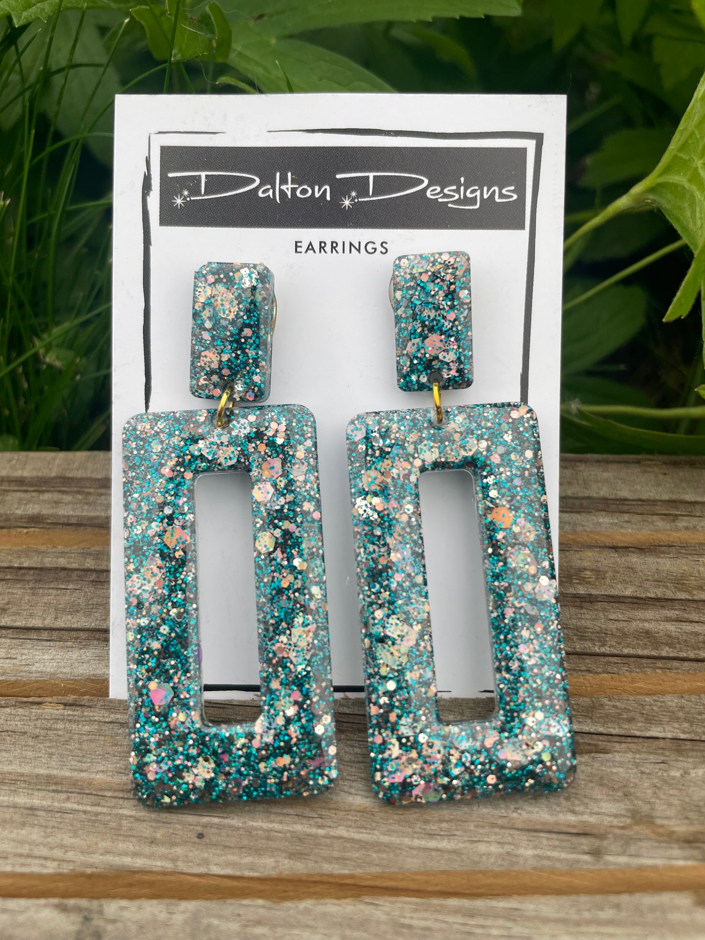Blueish Teal Glitter Earrings