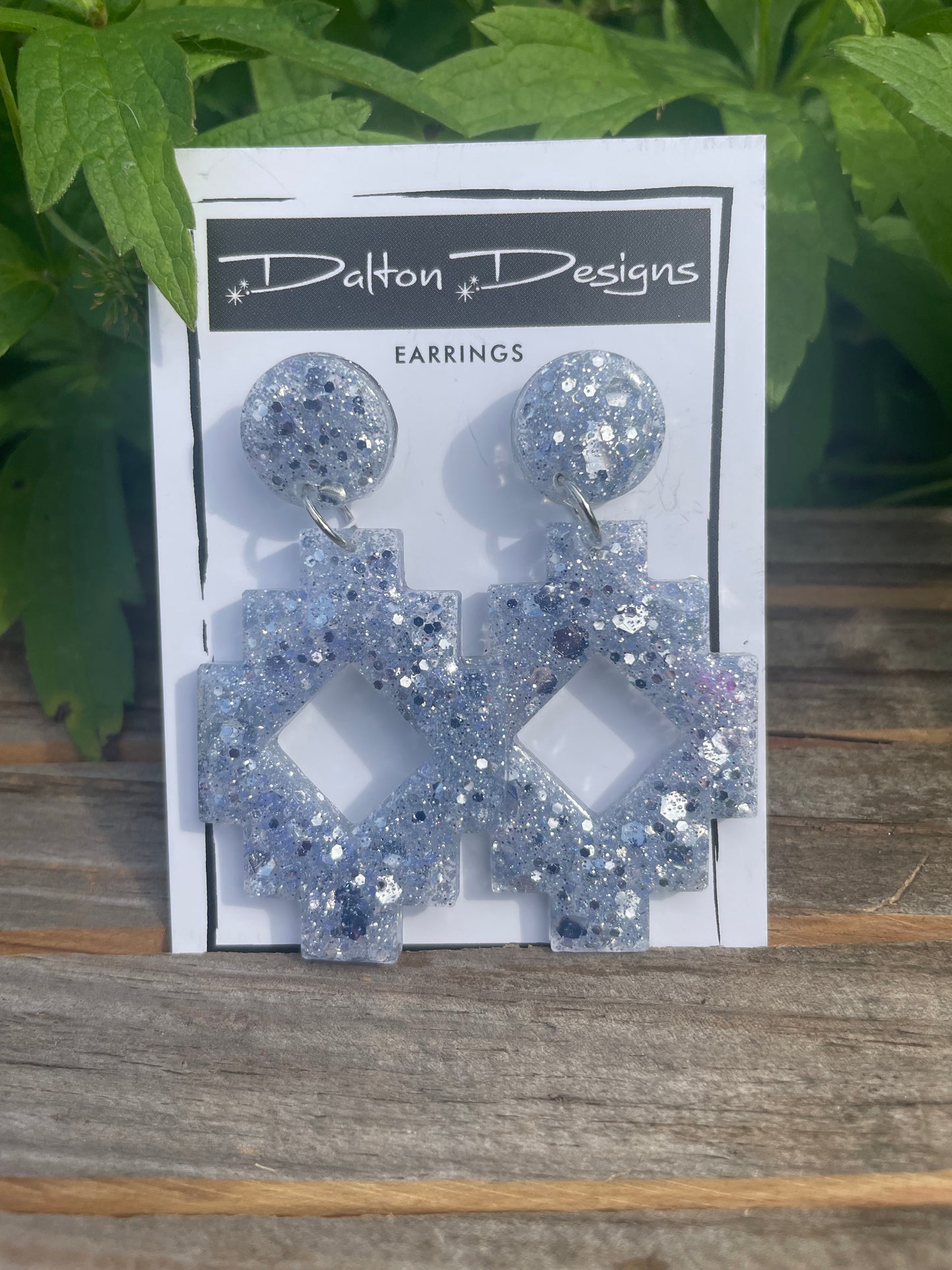 Silver Chunk Aztec Style Earrings