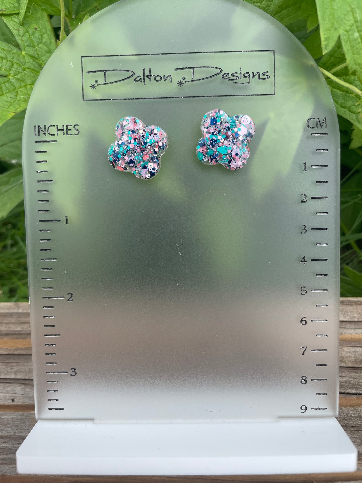 Chunky Teal + Pink Studs