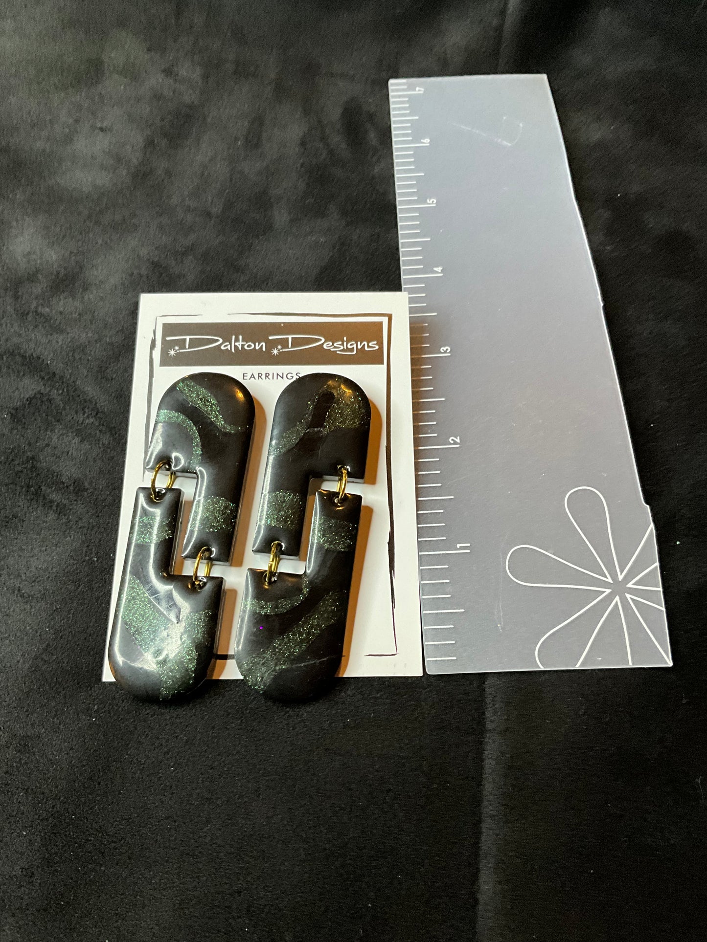 Black with Green Shimmer Earrings