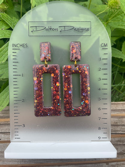 Copper Brown Rectangle Earrings