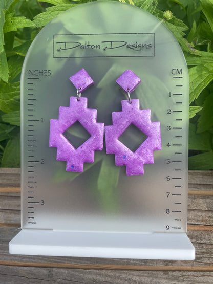Purple Aztec Style Earrings