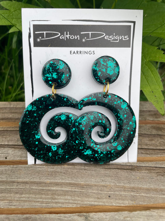 Raven Chunky Glitter Spiral Earrings