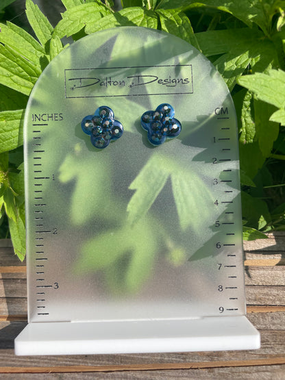 Navy Rhinestone Studs