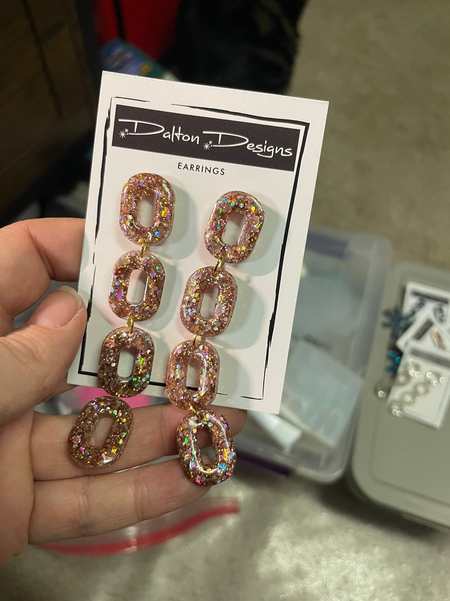 Tannish AB Oval Chain Earrings