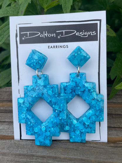 Chunky Turquoise Aztec Earrings