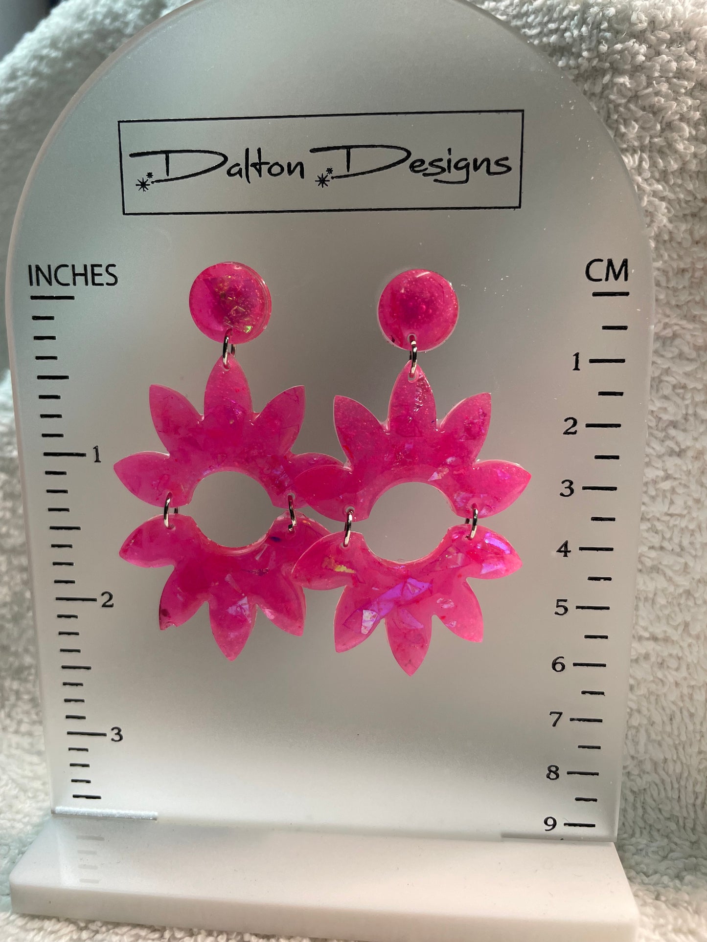 Pink Flake Starburst Earrings