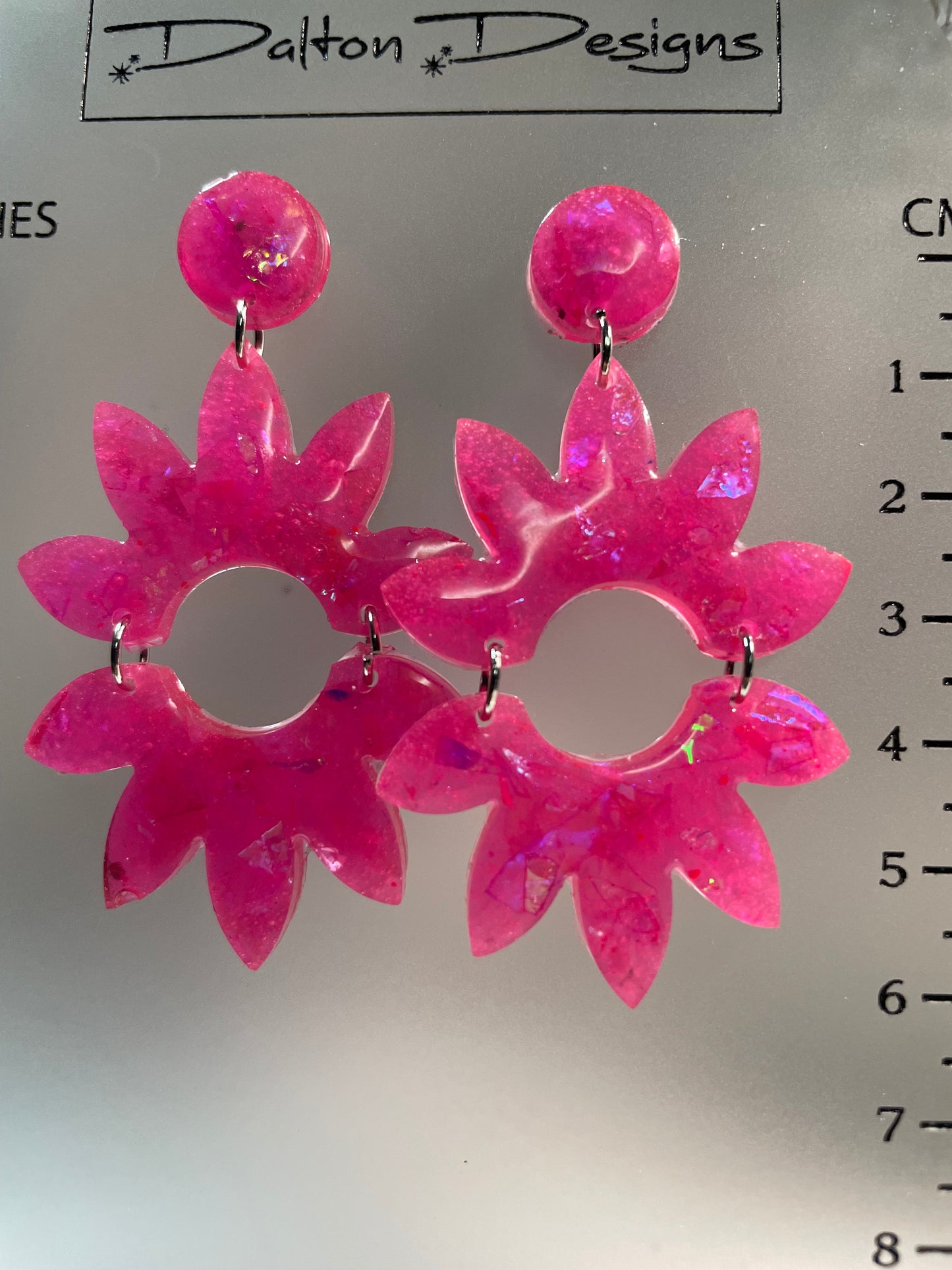 Pink Flake Starburst Earrings