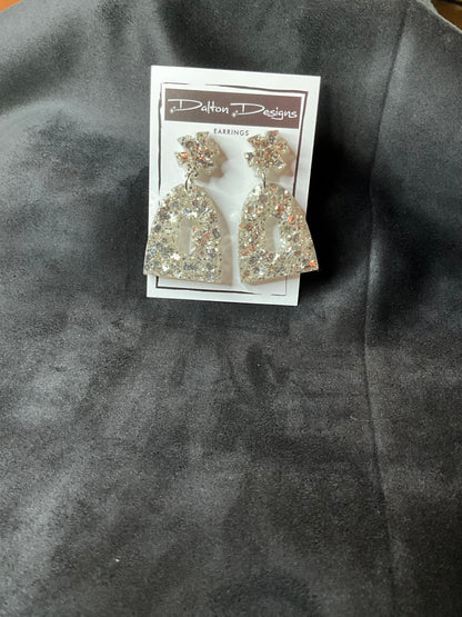 Silver Glitter Earrings