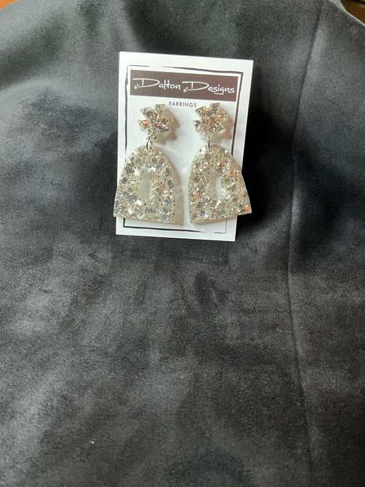 Silver Glitter Earrings