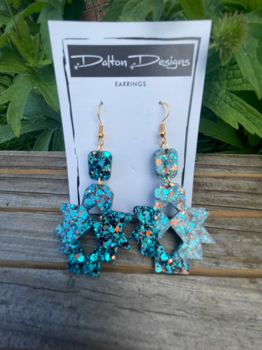 Turquoise Mix Aztec Mini Earrings