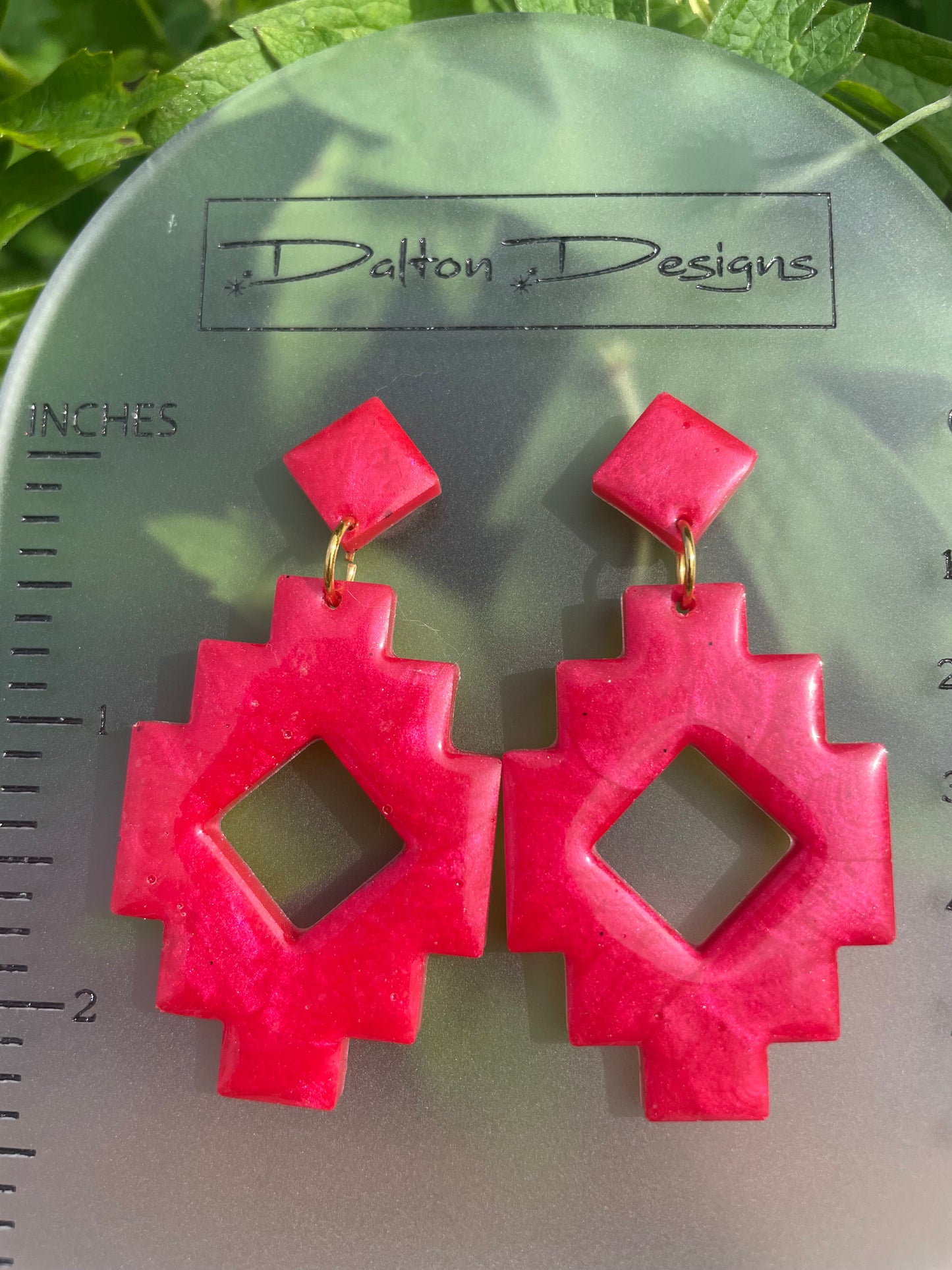 Orangey Red Aztec Earrings