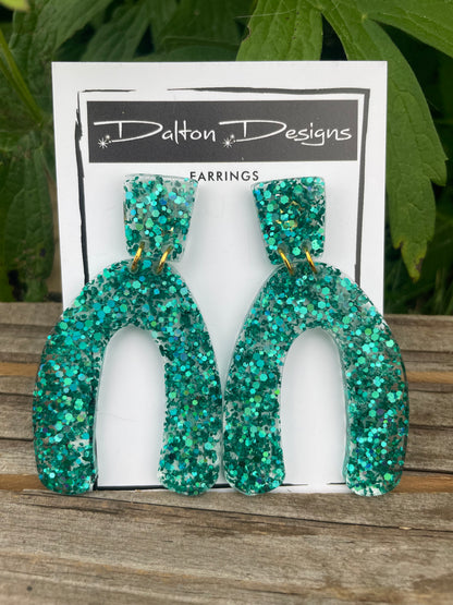 Teal HorseShoeShaped Earring