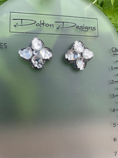 Clear Grey Tiny Skull Studs