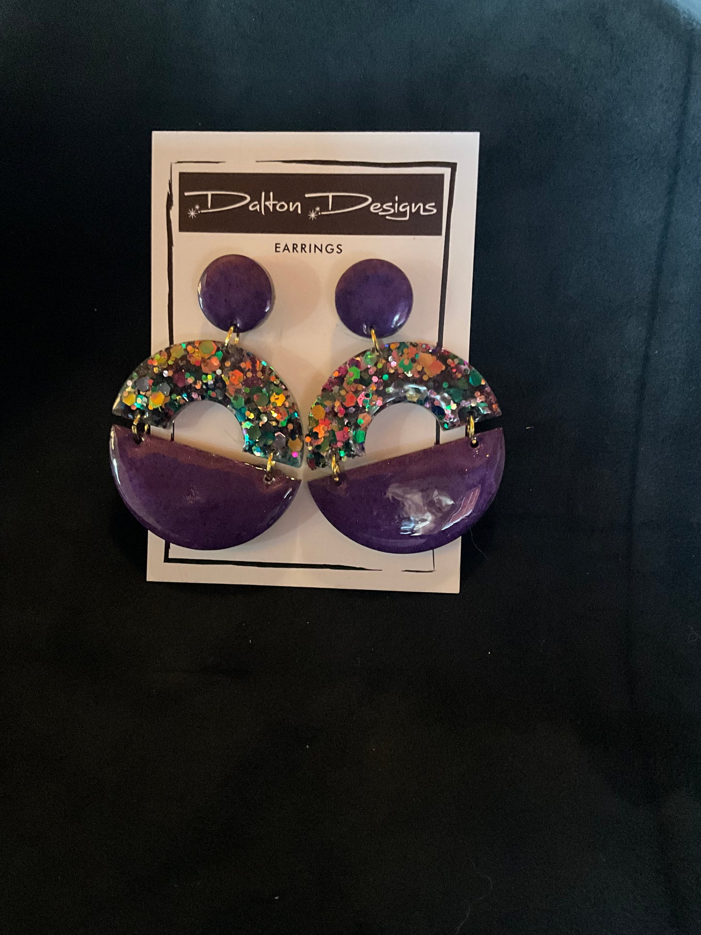 Mardi Gras Inspired Modern Arch Earrings