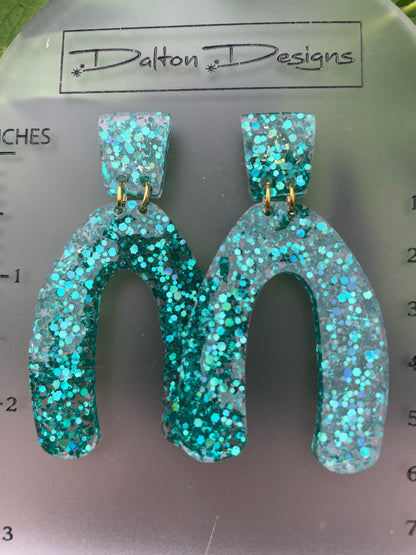 Teal HorseShoeShaped Earring