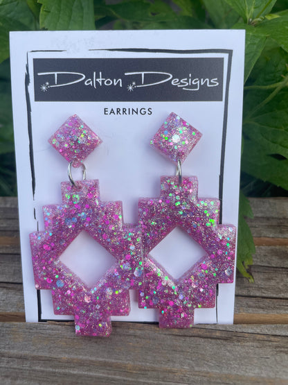 Light Pink Mix Aztec Style Earrings