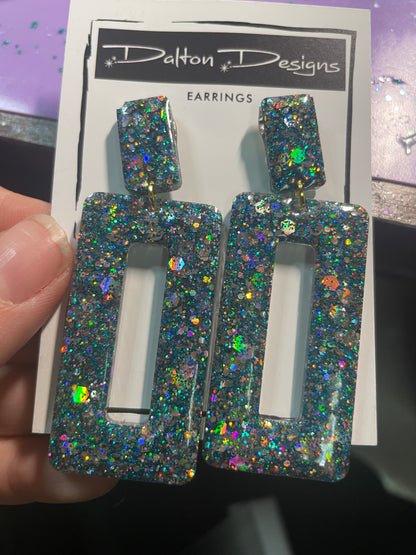 Blueish Teal Glitter Earrings