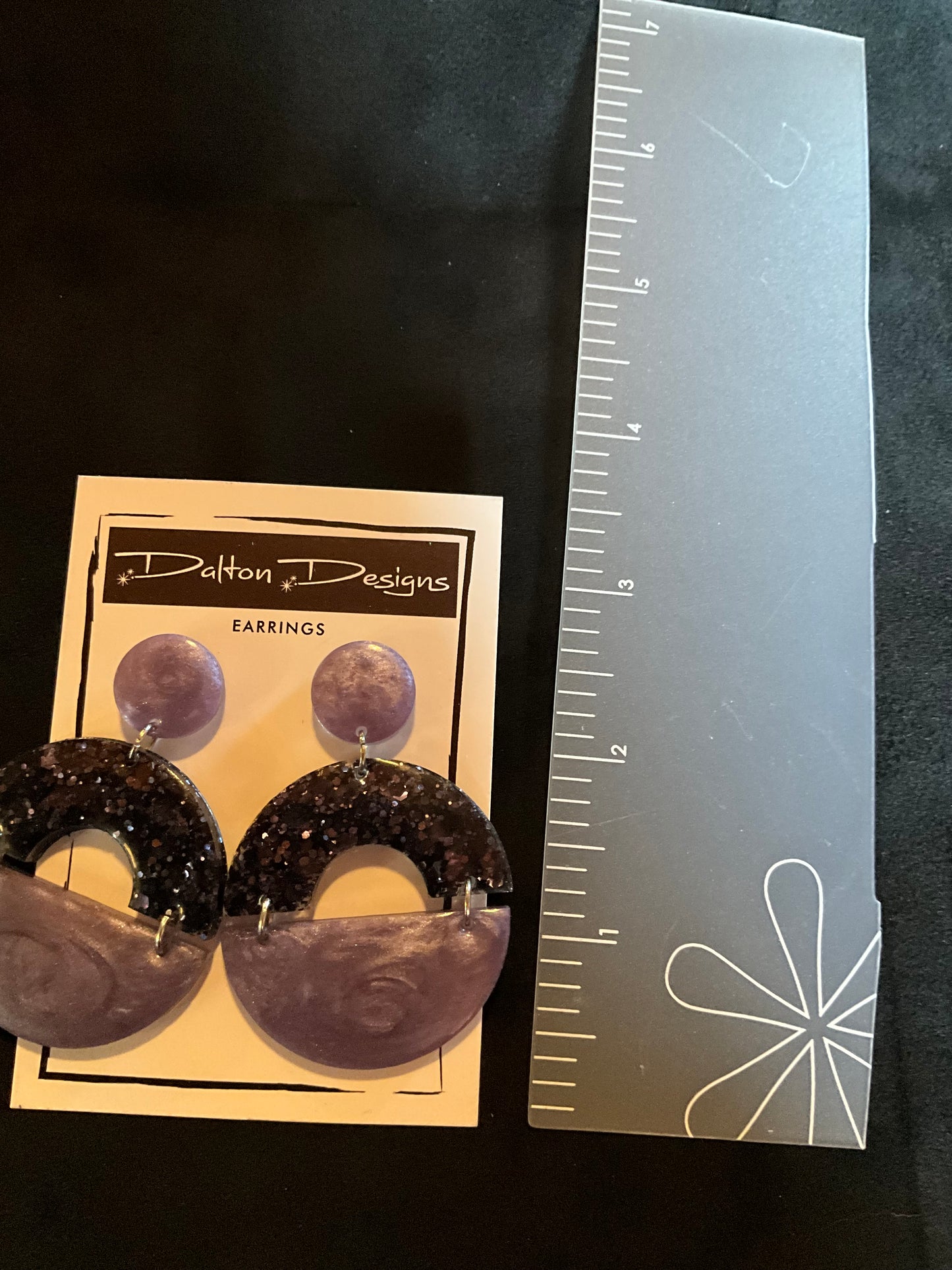 Lilac and Dark Purple Glitter Modern Arch Earrings