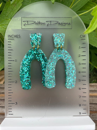 Teal HorseShoeShaped Earring