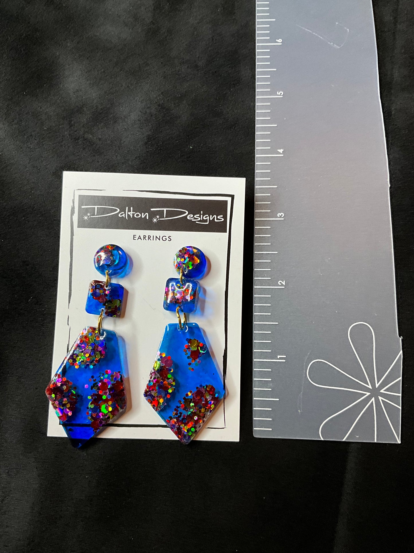 Blue Stained Glass Earrings