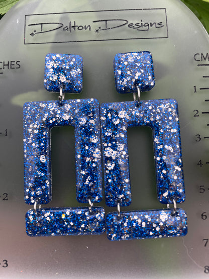 Blue and Silver Mod Earrings