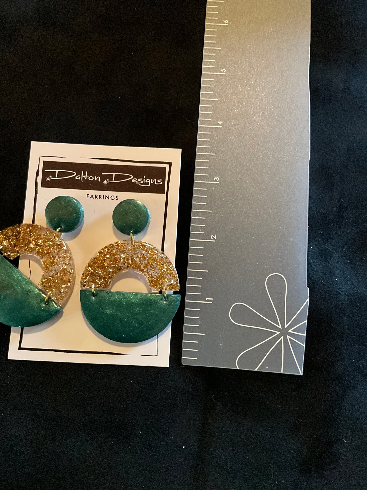 Green and Gold Modern Arch Earrings