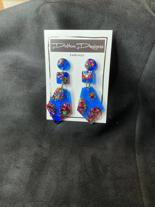 Blue Stained Glass Earrings