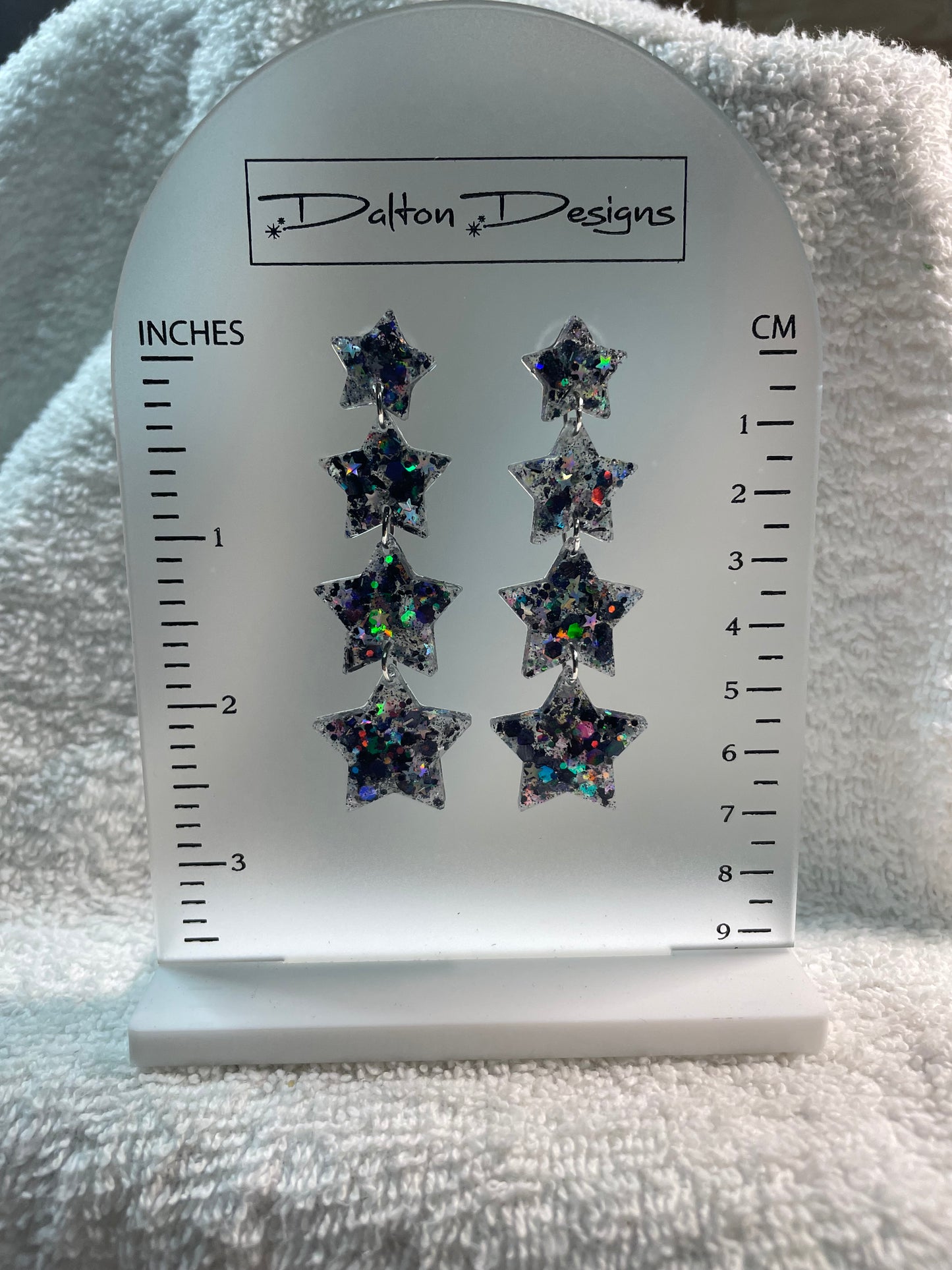 Black Multi AB Star Glitter Earrings