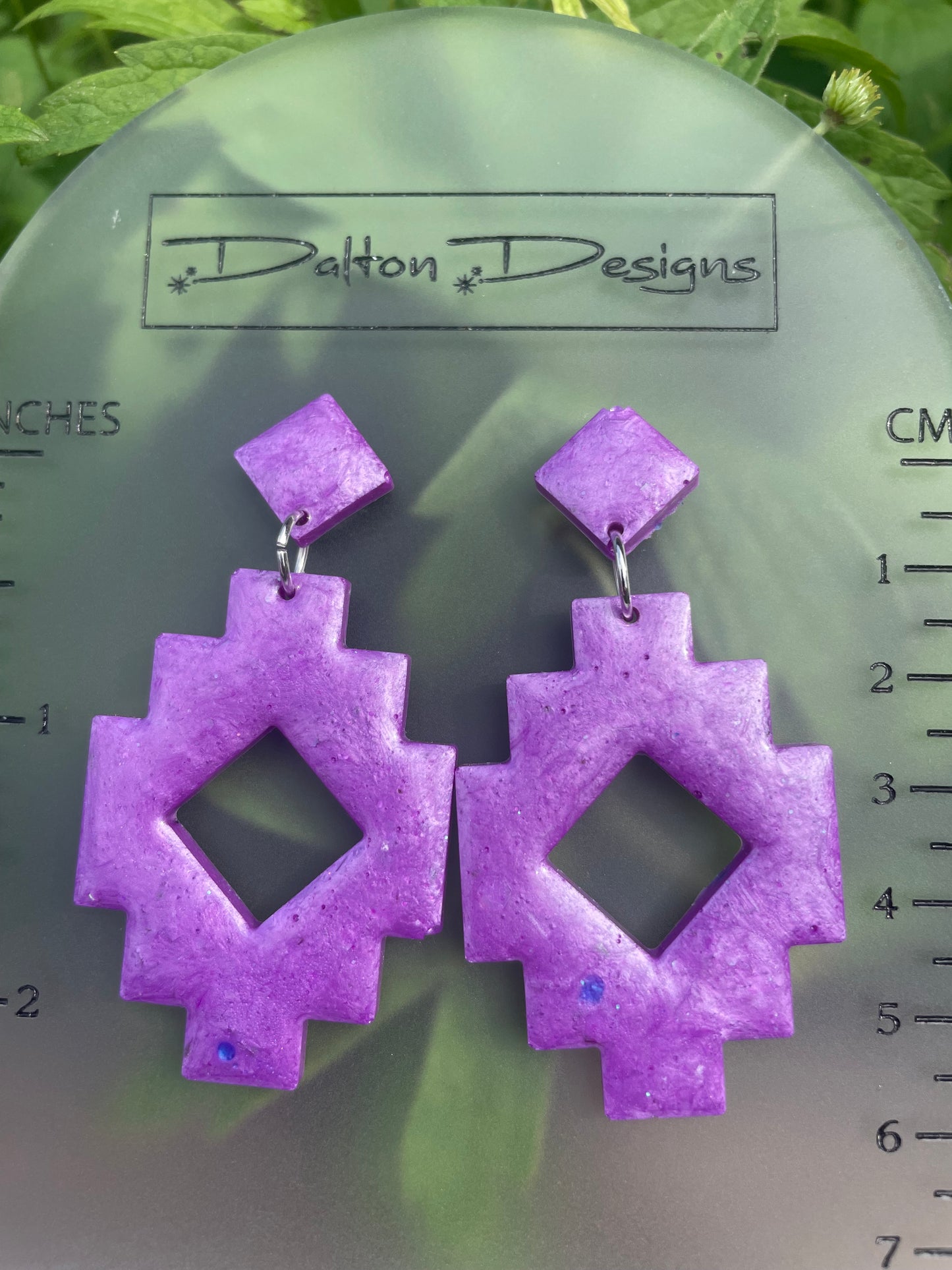 Purple Aztec Style Earrings