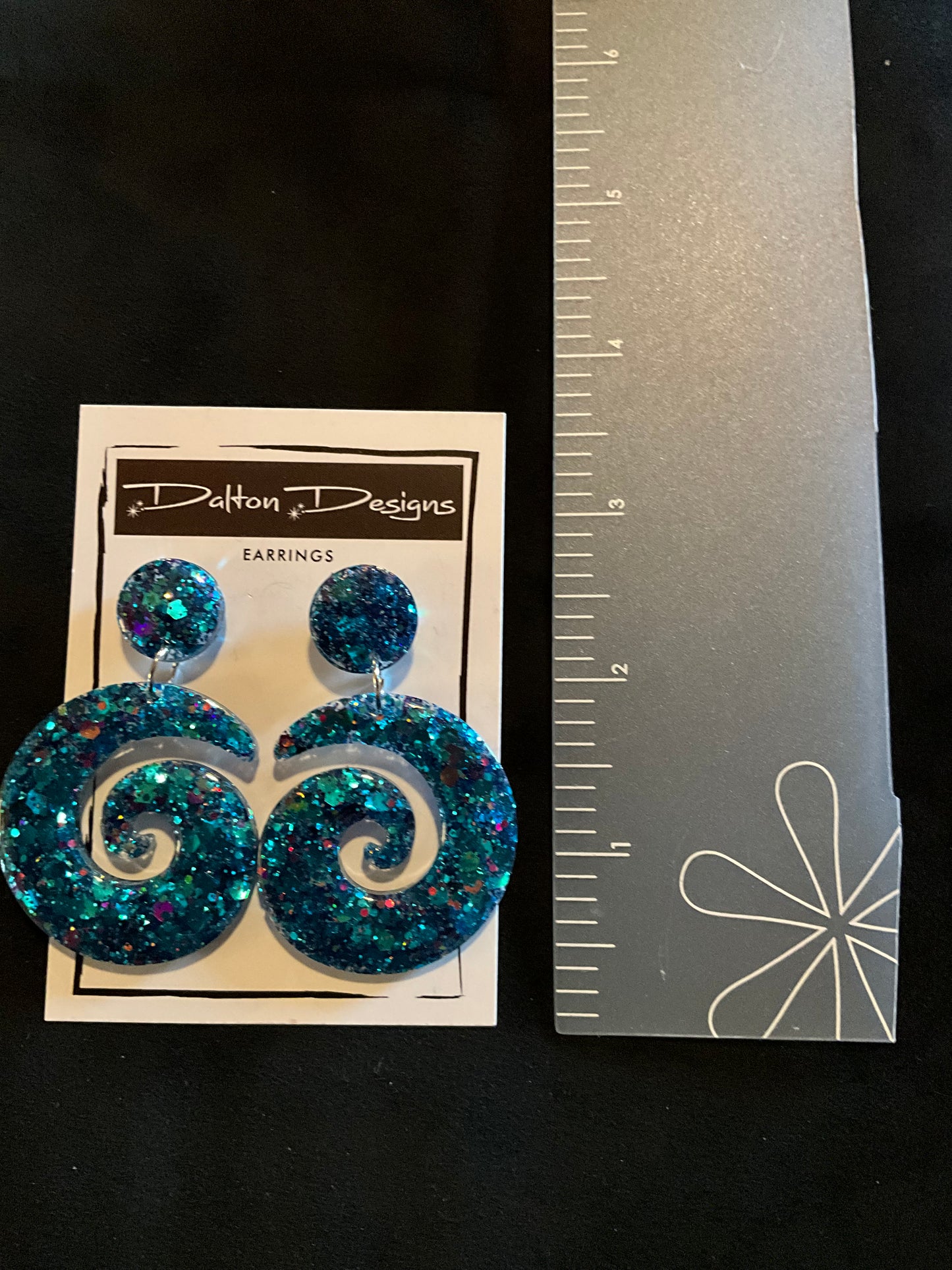 Blue Mix Chunky Glitter Spiral Earrings