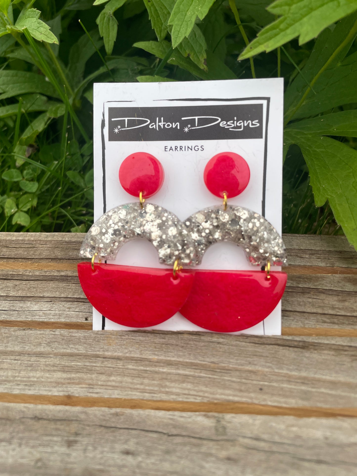 Poppy and Champagne Modern Arch Earrings