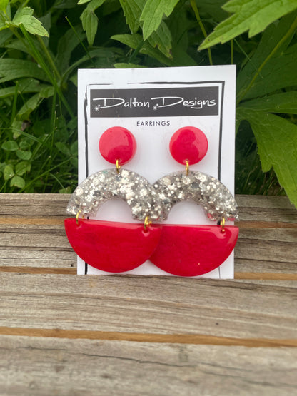 Poppy and Champagne Modern Arch Earrings
